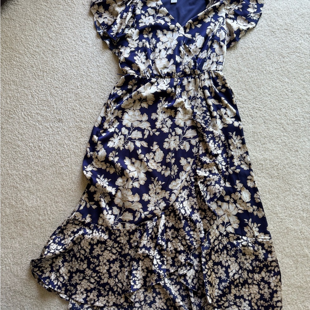 Nicole Miller Blue and Cream Floral Dress